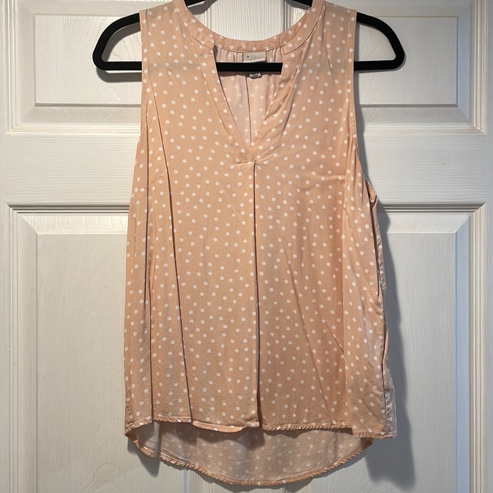 Large light pink polka dot tank blouse